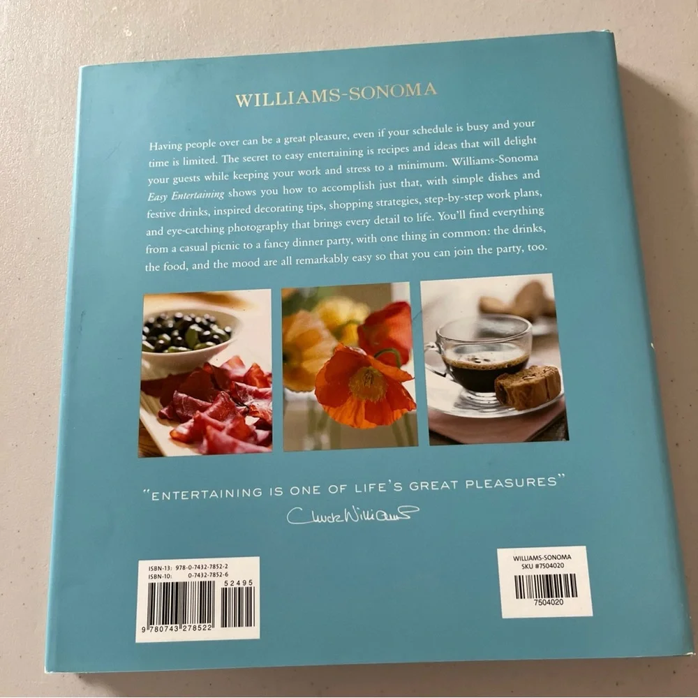 Williams Sonoma Easy Entertaining Cookbook - Blue and White